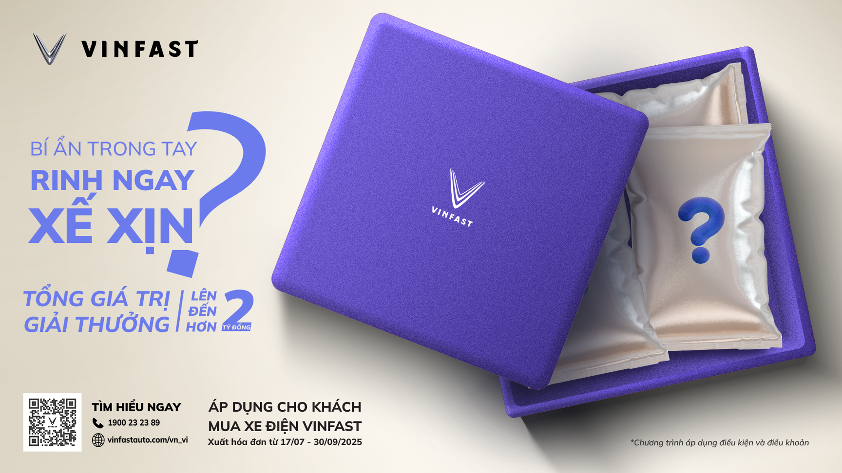 VinFast triển khai chương trình khuyến mại “Bí Ẩn Trong Tay – Rinh Ngay Xế Xịn” với tổng giá trị giải thưởng hơn 2,3 tỷ đồng
